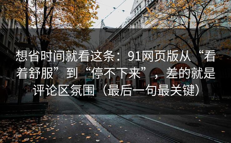 想省时间就看这条：91网页版从“看着舒服”到“停不下来”，差的就是评论区氛围（最后一句最关键）